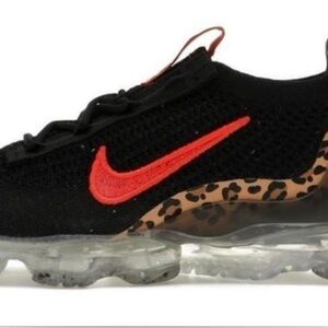 Nike Black and Red VaporMax with Leopard Print